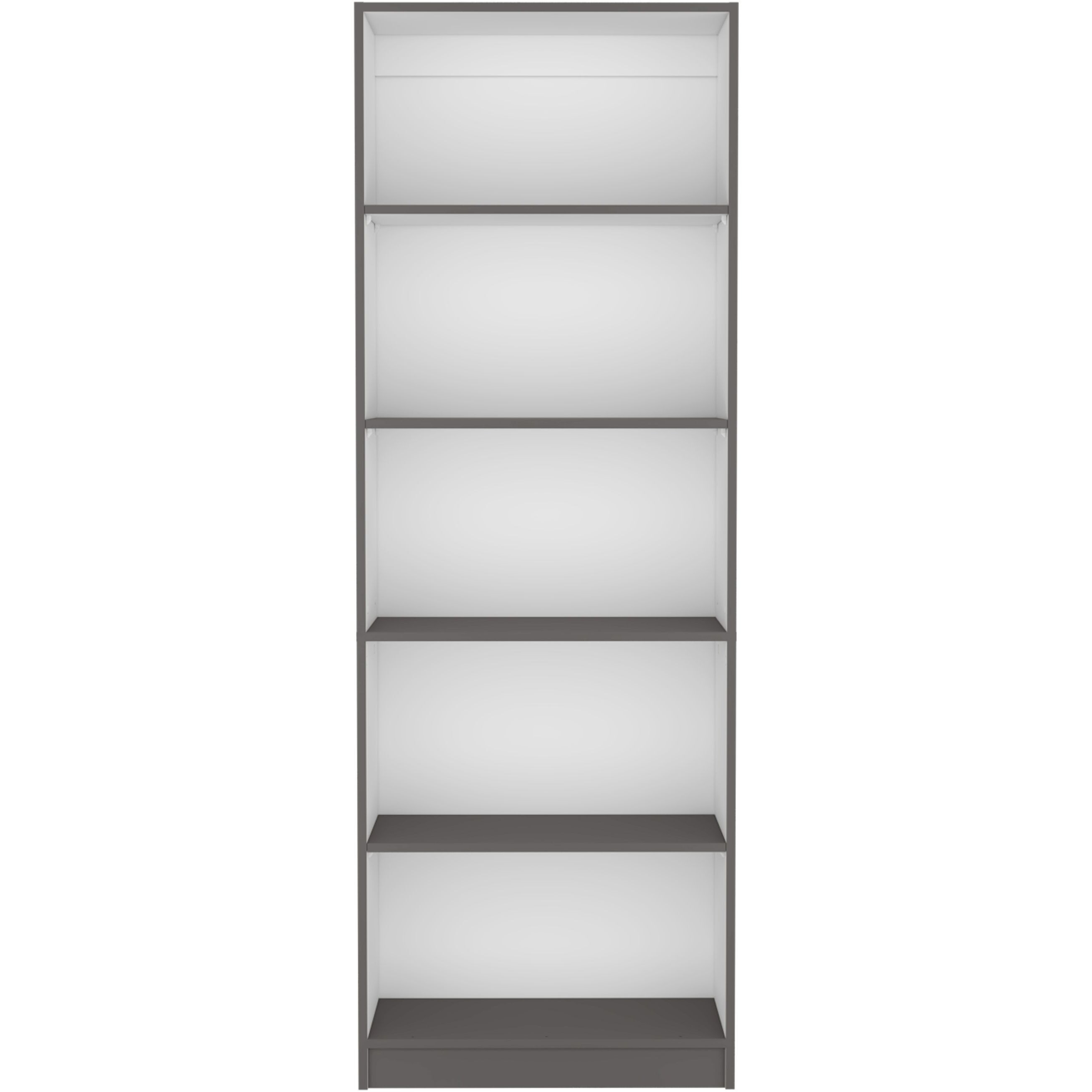 Depot E-Shop Vinton 4-Tier Bookcase With Modern Storage For Books And Decor  Matt Gray / White