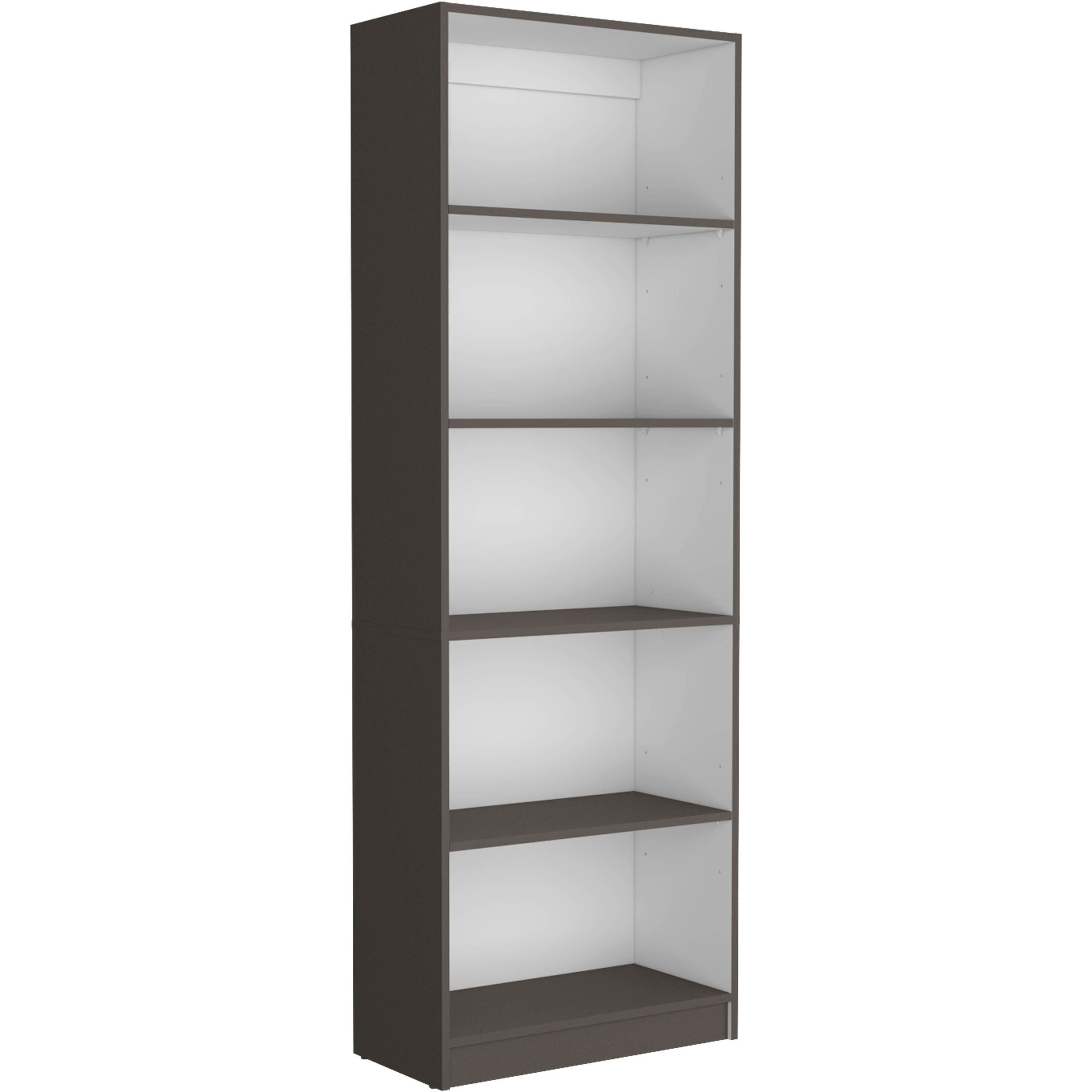 Depot E-Shop Vinton 4-Tier Bookcase With Modern Storage For Books And Decor  Matt Gray / White