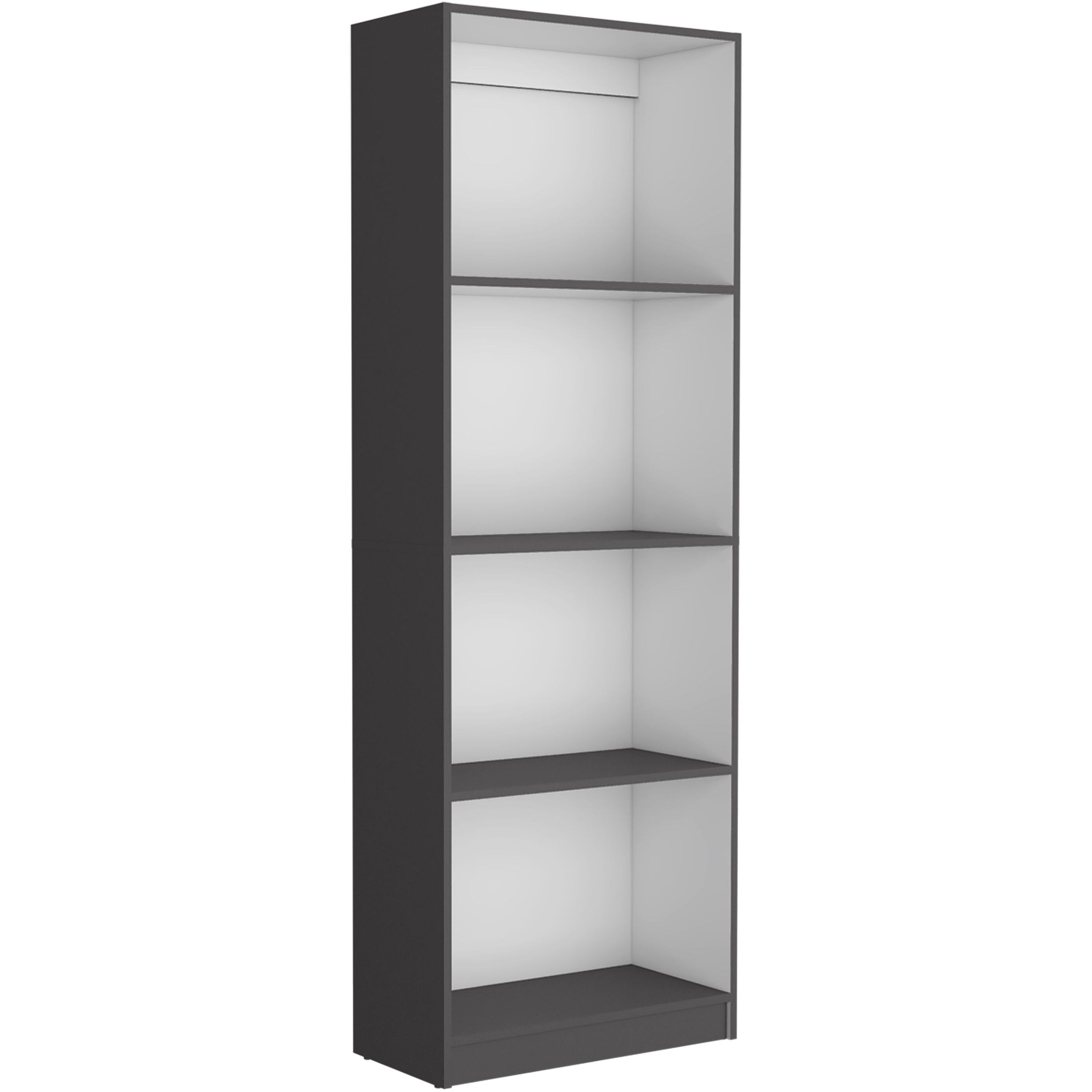 Depot E-Shop Vinton Bookcase With Spacious Tier-Shelving Design  Matt Gray / White