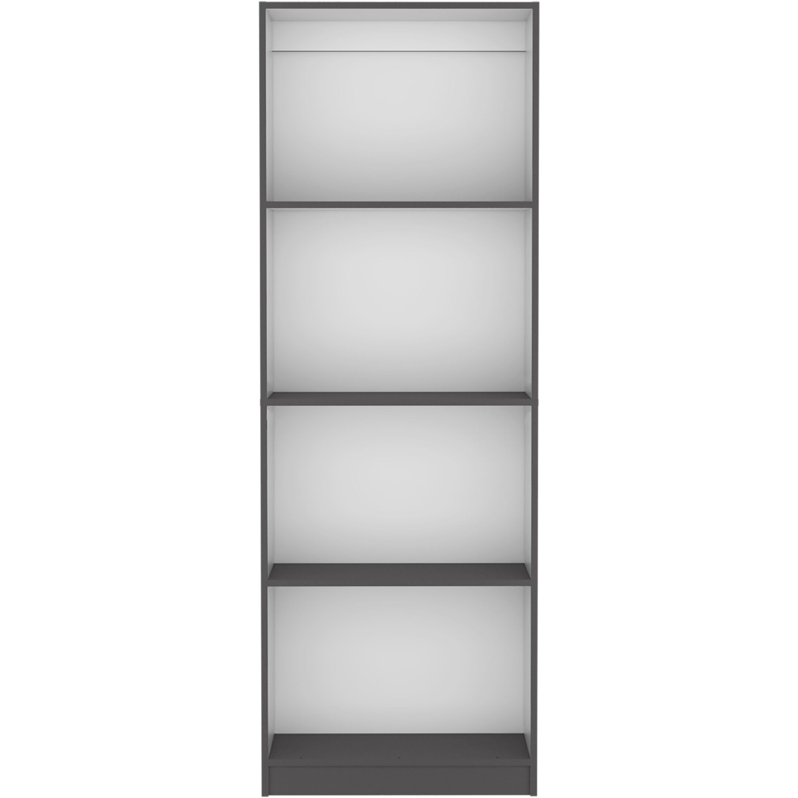 Depot E-Shop Vinton Bookcase With Spacious Tier-Shelving Design  Matt Gray / White