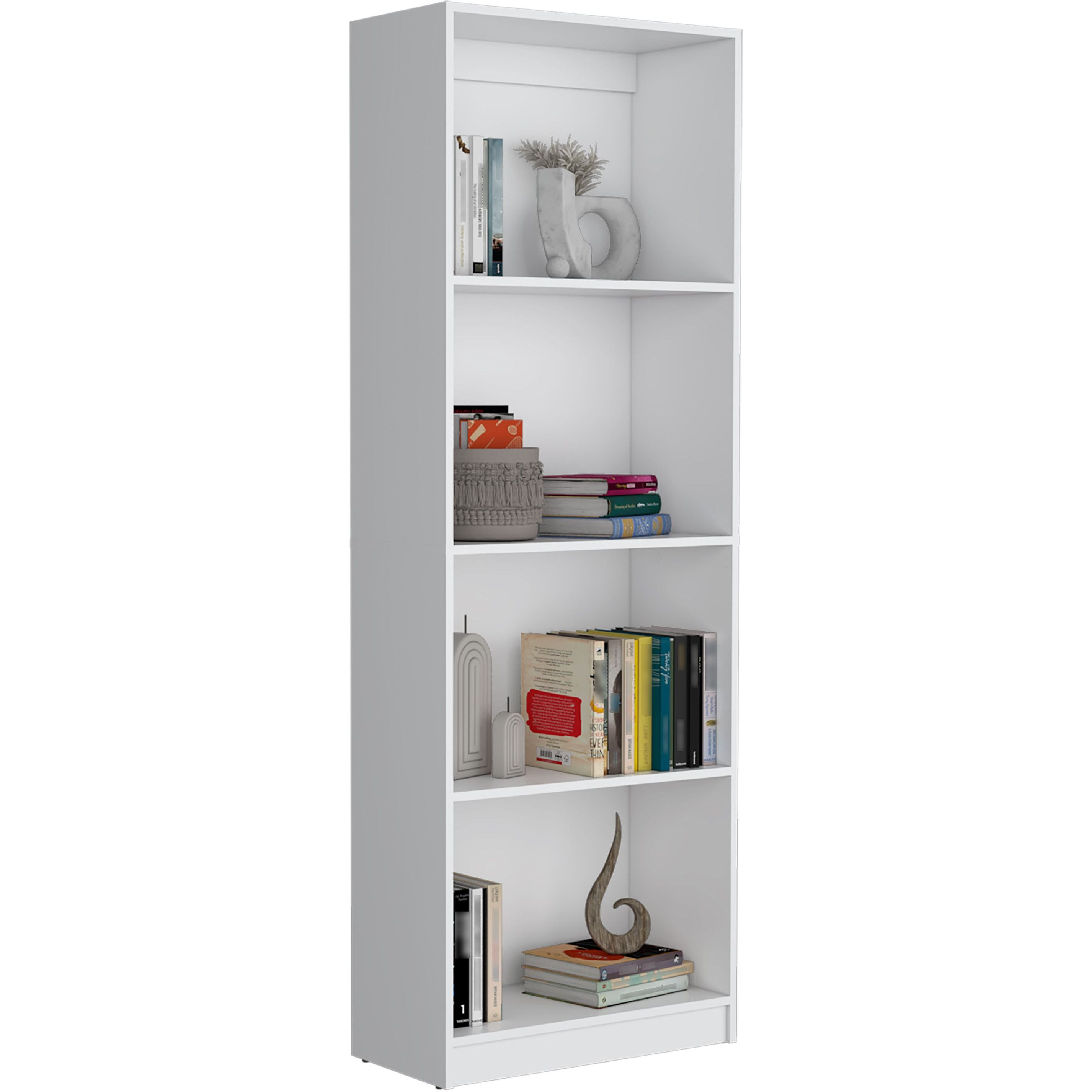 Depot E-Shop Vinton Bookcase With Spacious Tier-Shelving Design  White