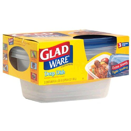 Gladware Deep Dish Containers With Lids  8 Cups (64 Oz) 3 Containers