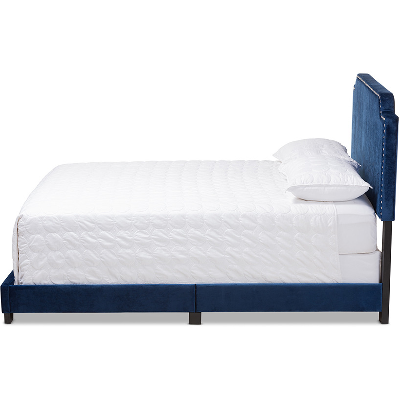 Baxton Studio Darcy Luxe And Glamour Navy Velvet Upholstered King Size Bed