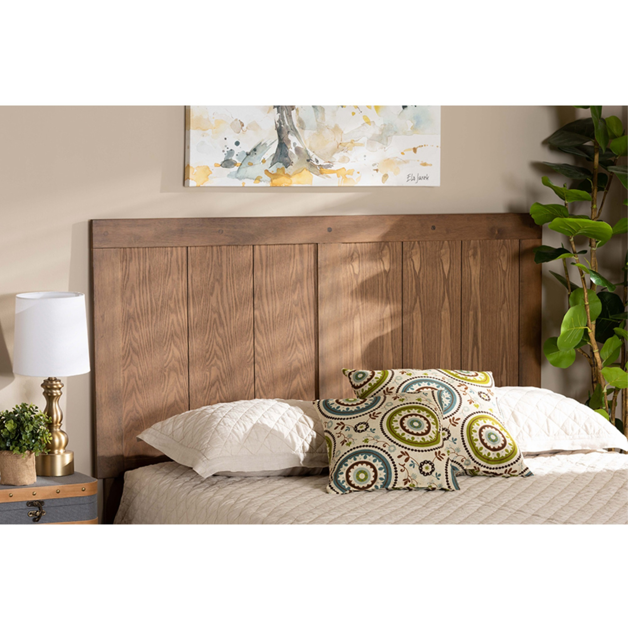 Baxton Studio Patwin Modern And Contemporary Transitional Ash Walnut Finished Wood King Size Headboard