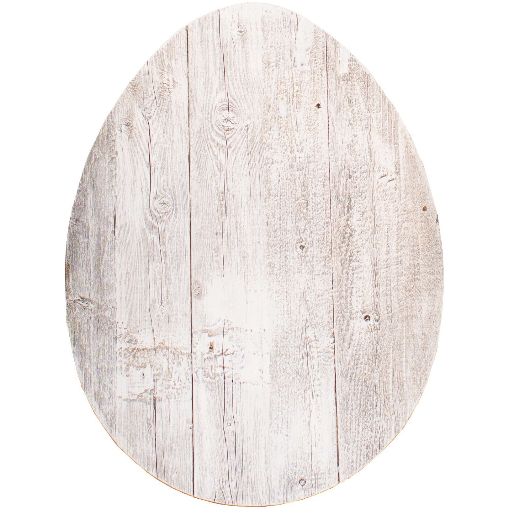 12"" Farmhouse White Wwash Wooden Large Egg