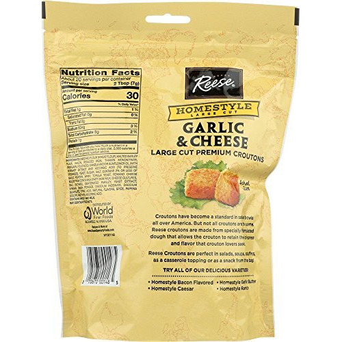 Reese Whole grain croutons - garlic And cheese - case Of 12 - 5 Oz(D0102H5WBRP)