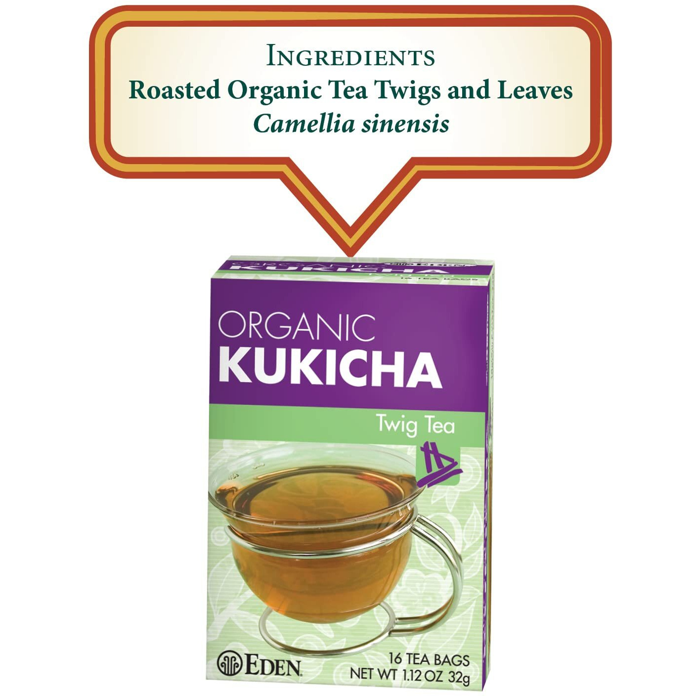 Eden Foods 100% Organic Kukicha Twig Tea - Case of 12 - 16 BAG(D0102HP6LD7.)