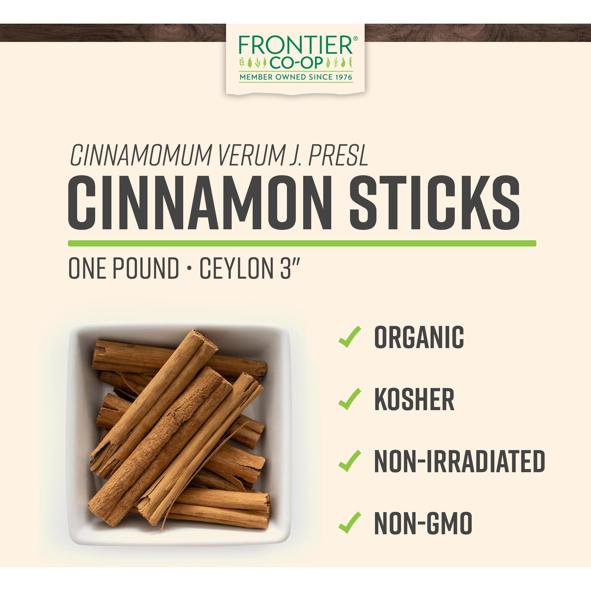 Frontier Herb Cinnamon Organic Fair Trade Certified Sticks 3 in Ceylon - Single Bulk Item - 1LB(D0102HXW8J2.)