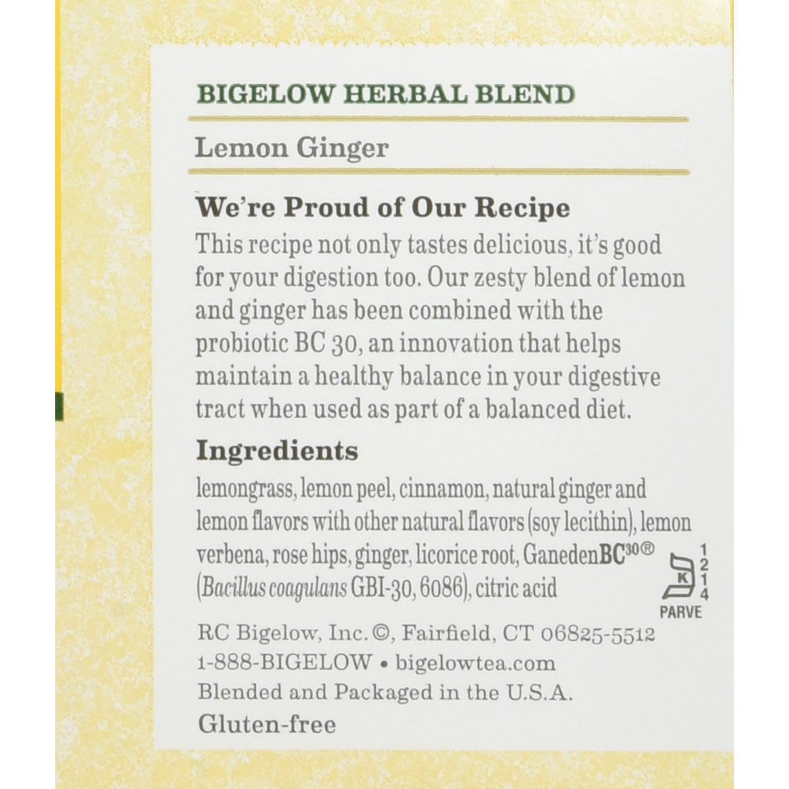 Bigelow Tea Herbal Tea - Plus Lemon Ginger - Case of 6 - 18 BAG(D0102HHY8BV.)