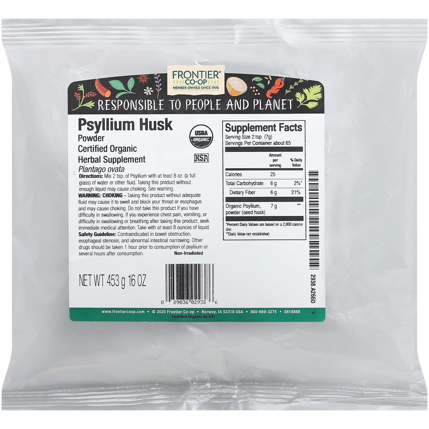 Frontier Herb Organic Psyllium Seed Husk Powder - Single Bulk Item - 1lb(D0102H5KI4J)