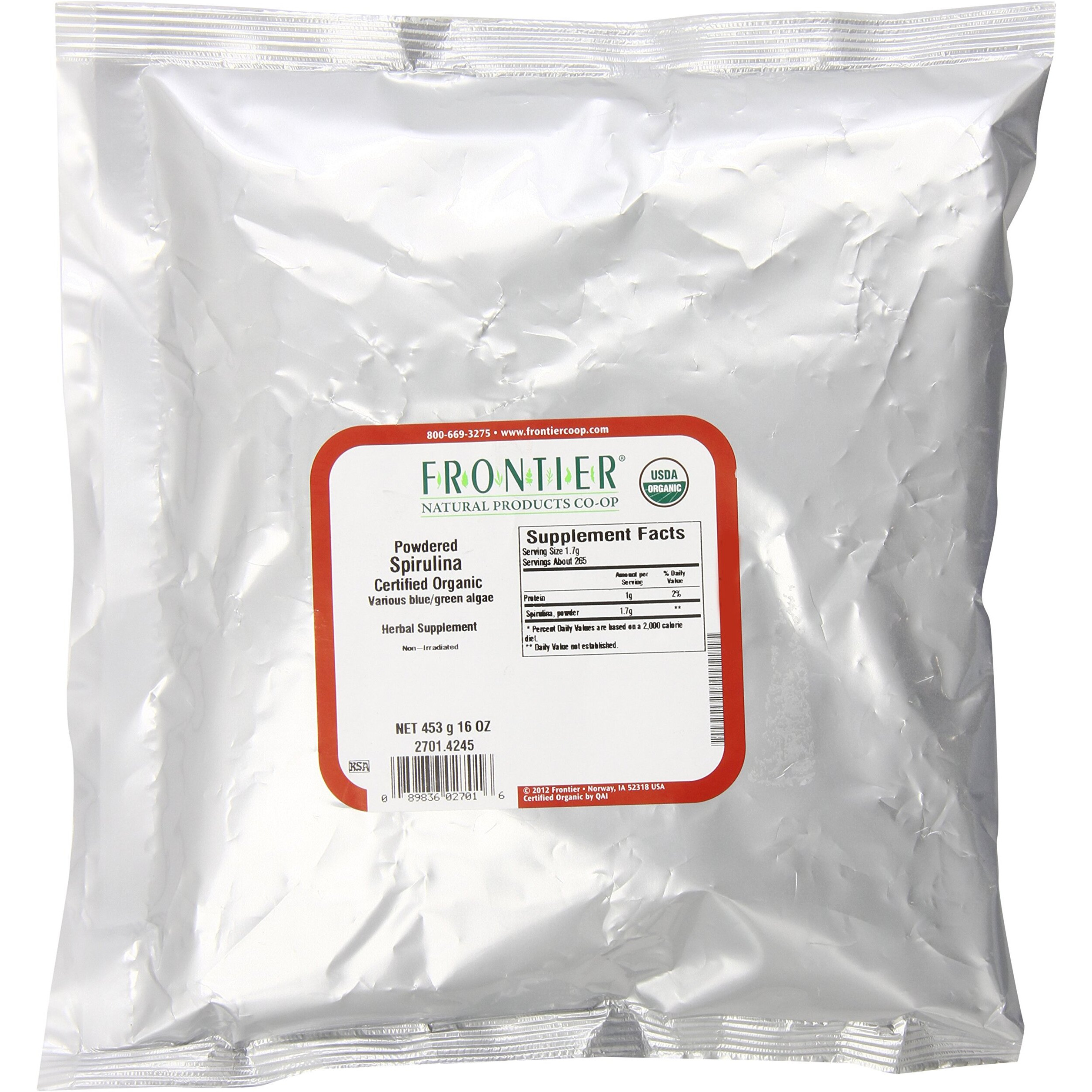 Frontier Herb 100% Organic Spirulina Powder - 1 Lb(D0102H5W4N8)