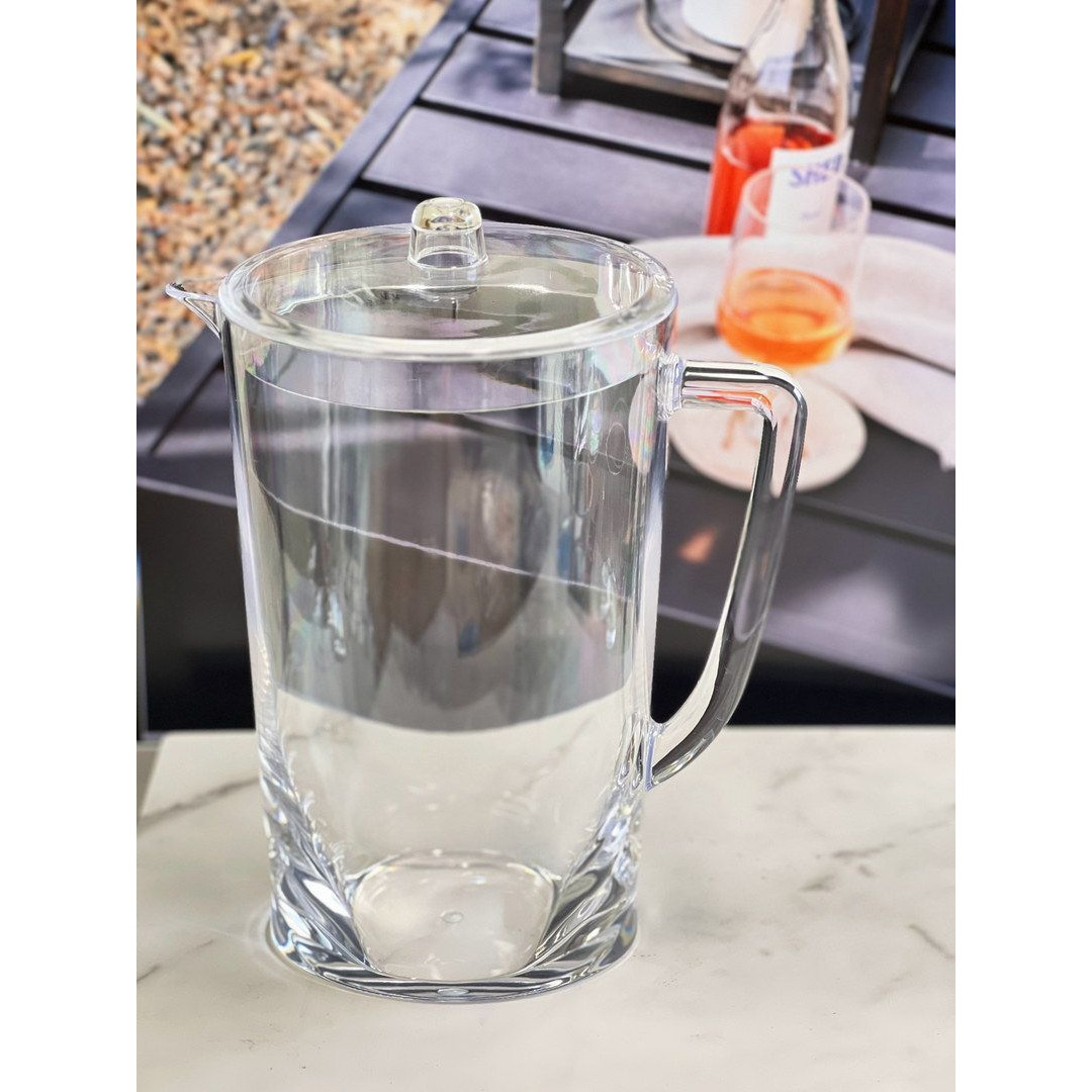 275 Quarts Designer Oval Halo clear Acrylic Pitcher with Lid, crystal clear Break Resistant Premium Acrylic Pitcher for All Purpose BPA Free(D0102H5L7cJ)