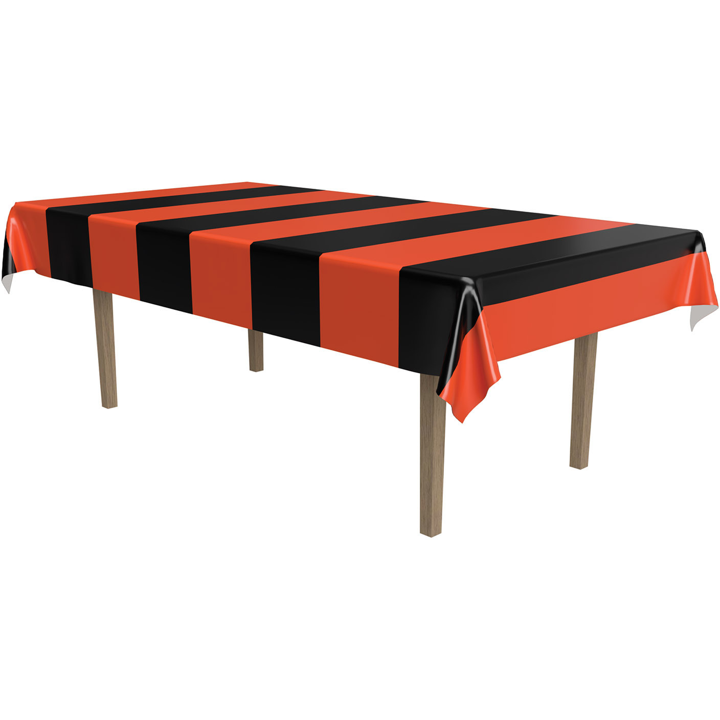 Beistle Company 00104 Orange & Black Stripes Tablecover