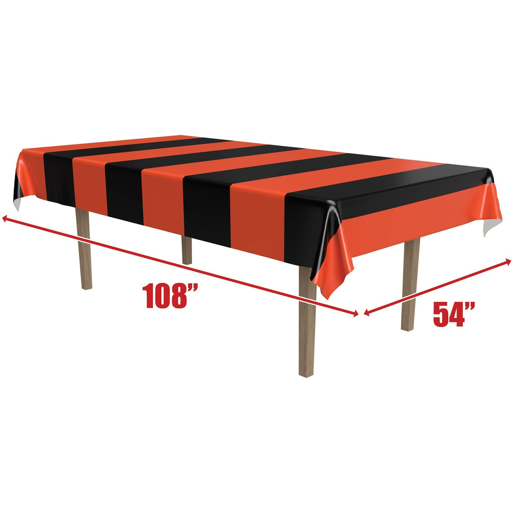 Beistle Company 00104 Orange & Black Stripes Tablecover