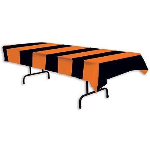 Beistle Company 00104 Orange & Black Stripes Tablecover