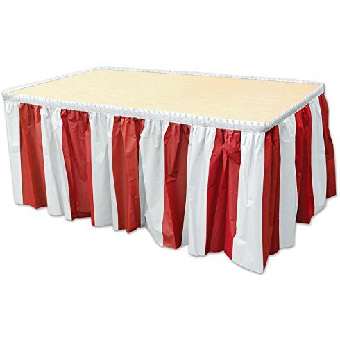 Beistle Company 52164-RW Red & White Stripes Table Skirting - Red & White