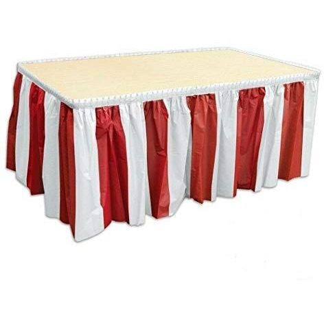 Beistle Company 52164-RW Red & White Stripes Table Skirting - Red & White