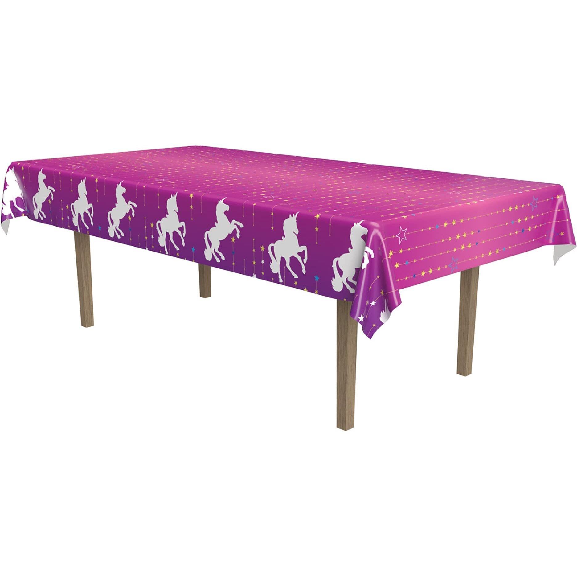 Beistle 53454 54 x 108 in. Plastic Unicorn Tablecover - Pack of 12