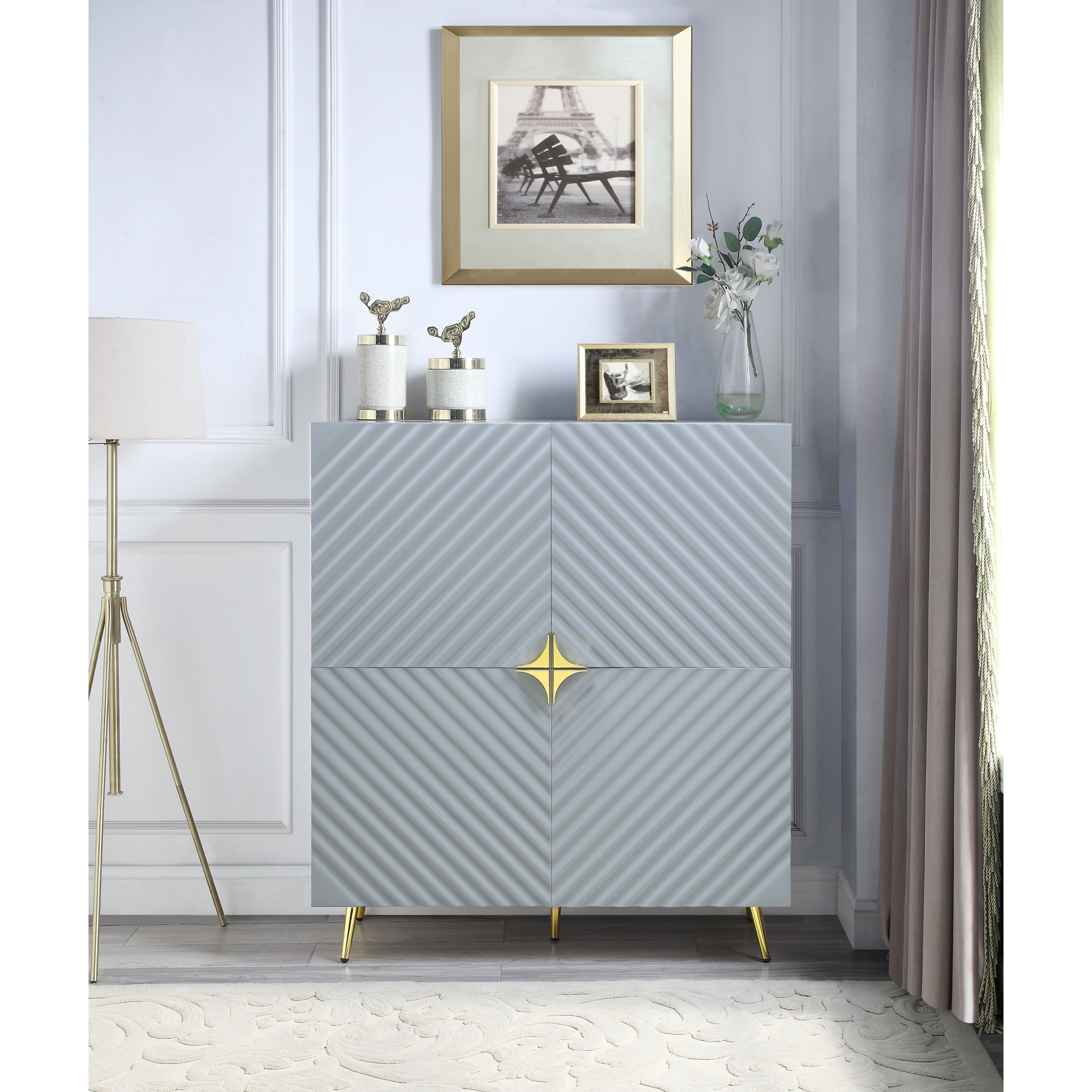 AcME gaines Accent cabinet in gray High gloss Finish Ac01032(D0102H7c1cT)