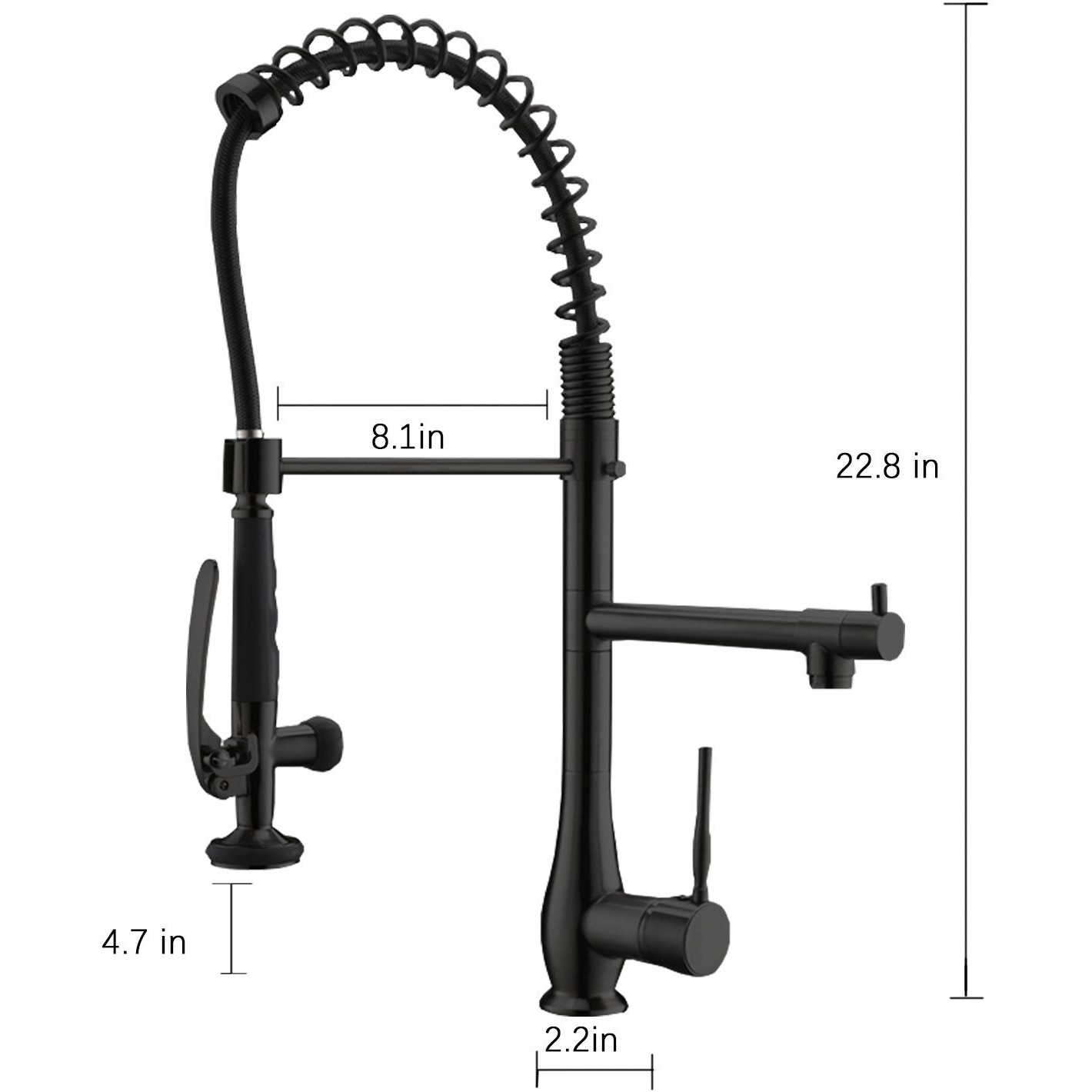 Single Handle Standard Pull Down Kitchen Faucet  Spray in Black(D0102H5Q3XJ)