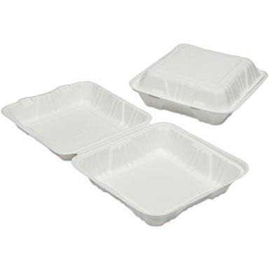 735001 9 x 9 x 3 in. Clamshell Hinged Lid Togo Food Containers