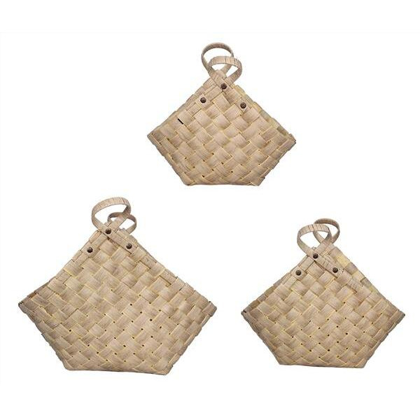 Wood Weaved Baskets - 3 Piece