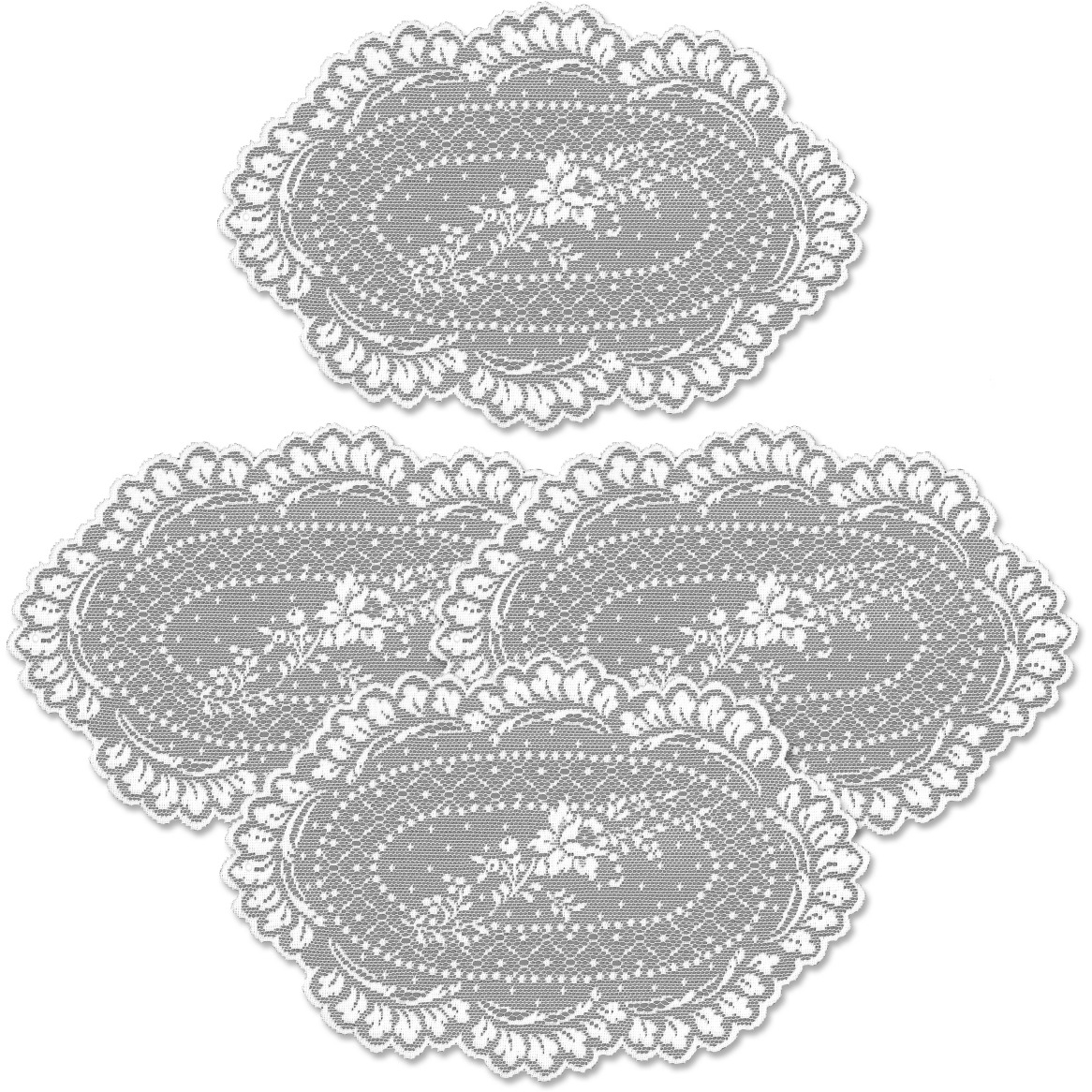 8 x 12 in. Floret Doily - White - Set of 4