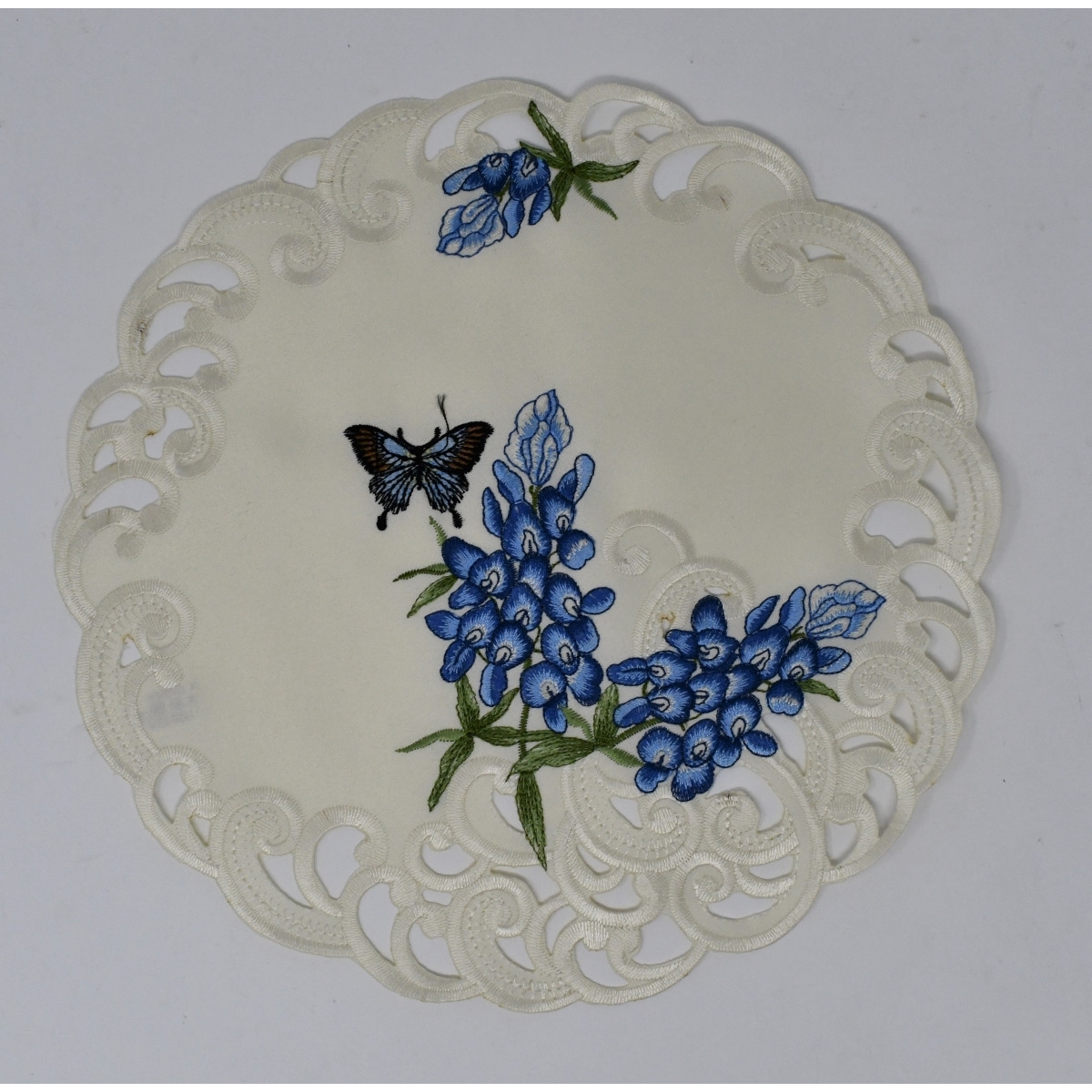 24 in. Bluebonnet & Butterfly Doily