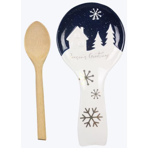 Ceramic Winter Solstice Spoon Rest with Spoon