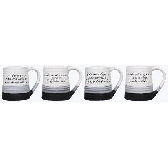 Rustic Modern Ceramic Mug&44 Assorted Color - 4 Piece