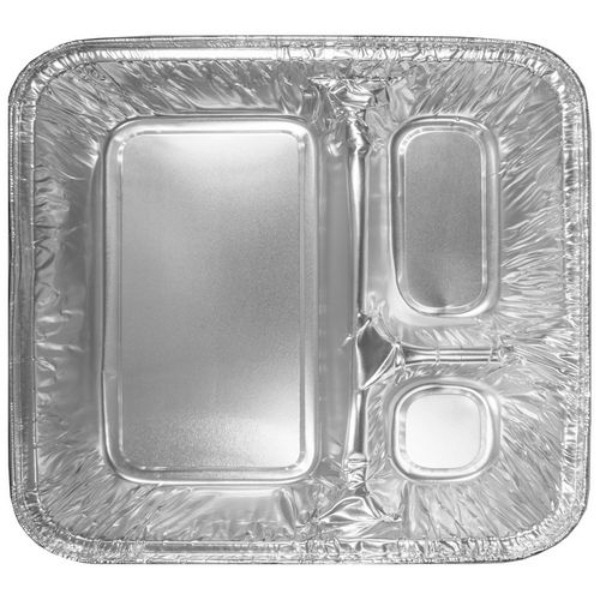 24 oz Oblong Food Container - 3-Compartment - Silver & Aluminum - Box of 500