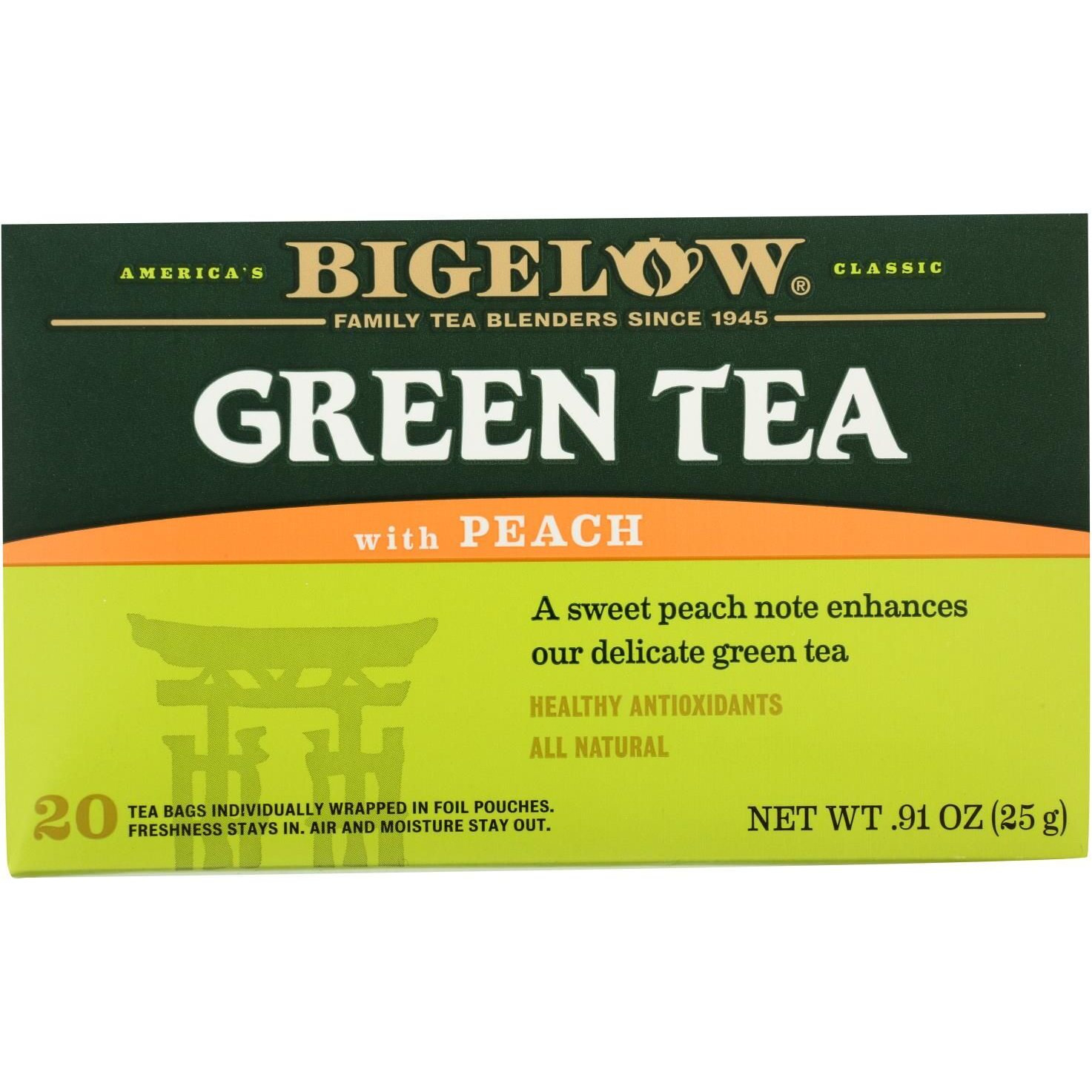 Bigelow Tea Green Tea - with Peach - Case of 6 - 20 BAG(D0102HHY86A.)