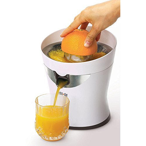 Tribest CitriStar CS-1000 Citrus Juicer, Electric Juicer for Oranges and Lemons with Stainless Steel Strainer and Spout White