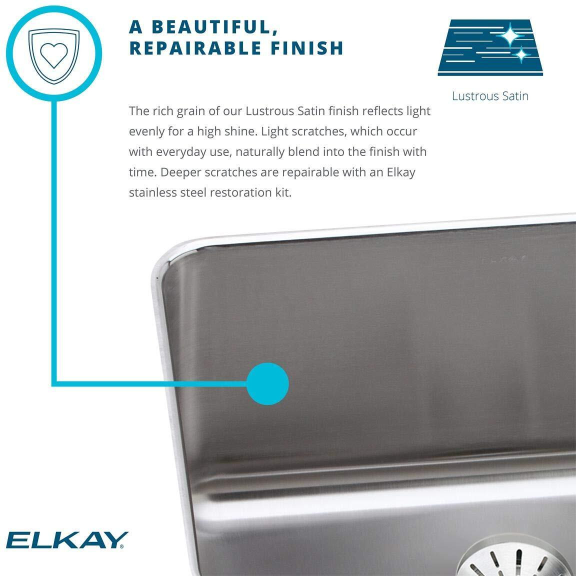 Elkay Lustertone Classic Stainless Steel, 18-1/2" x 18-1/2" x 4-7/8", Single Bowl Undermount ADA Sink