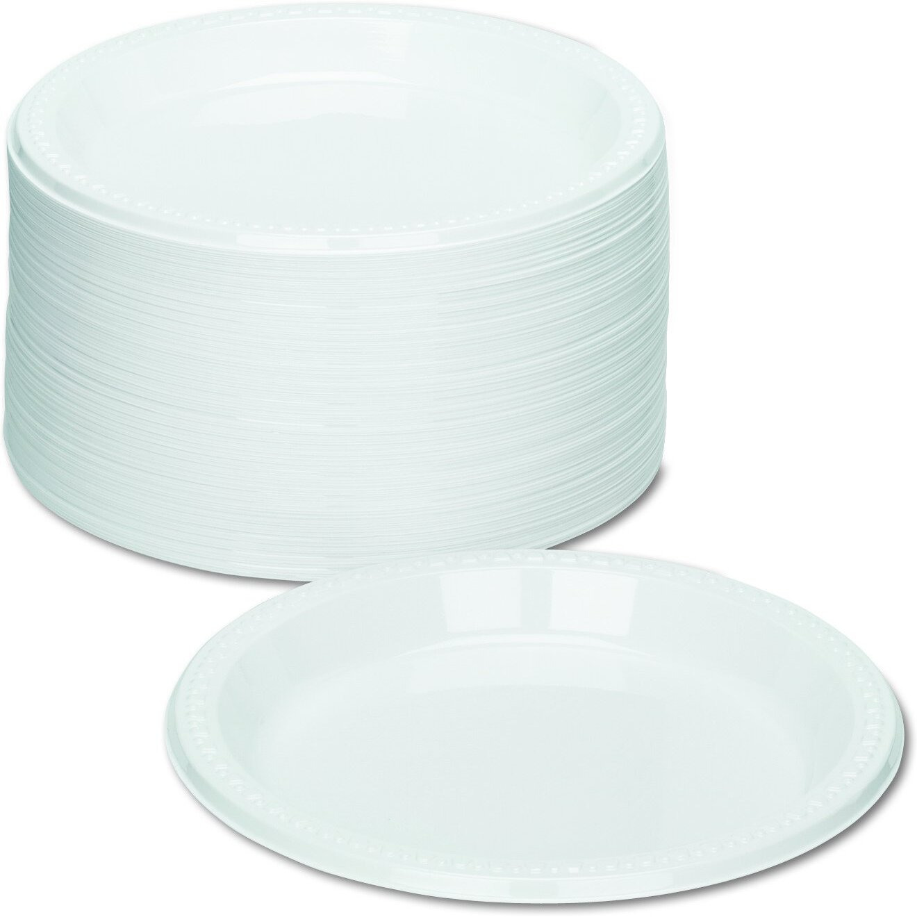 Tablemate 19644WH Plastic Dinnerware  Compartment Plates  9   Diameter  White  125 per Pack