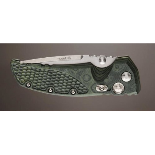 Hogue EX01 3.5in Folder Drop Pt Tumble Finish G10 Green