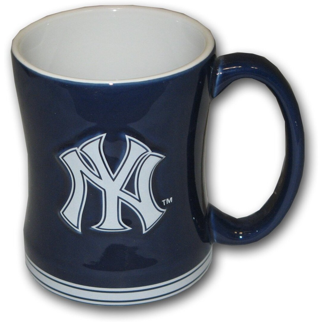 New York Yankees Coffee Mug - 14oz Sculpted Relief - Blue