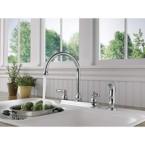 Peerless Claymore 2-Handle Kitchen Sink Faucet with Side Sprayer, Chrome P299575LF