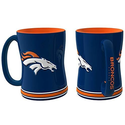 Denver Broncos Coffee Mug - 14oz Sculpted Relief - Blue