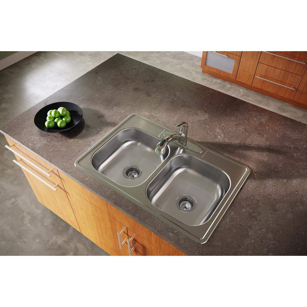 Elkay Dayton Stainless Steel 33" x 22" x 6-9/16", Equal Double Bowl Drop-in Sink