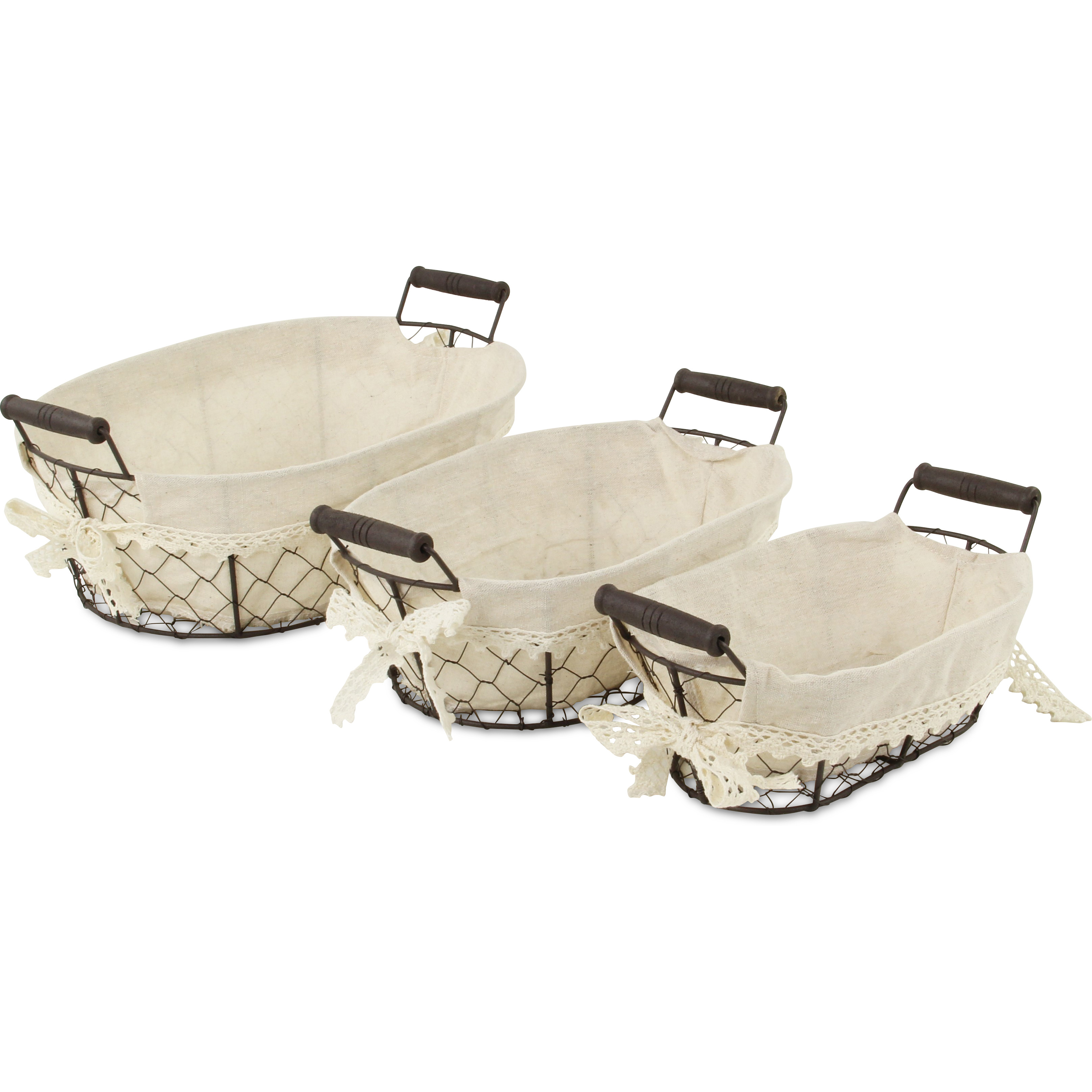 Raphina Set of 3 Lined Wire Trays - Oval