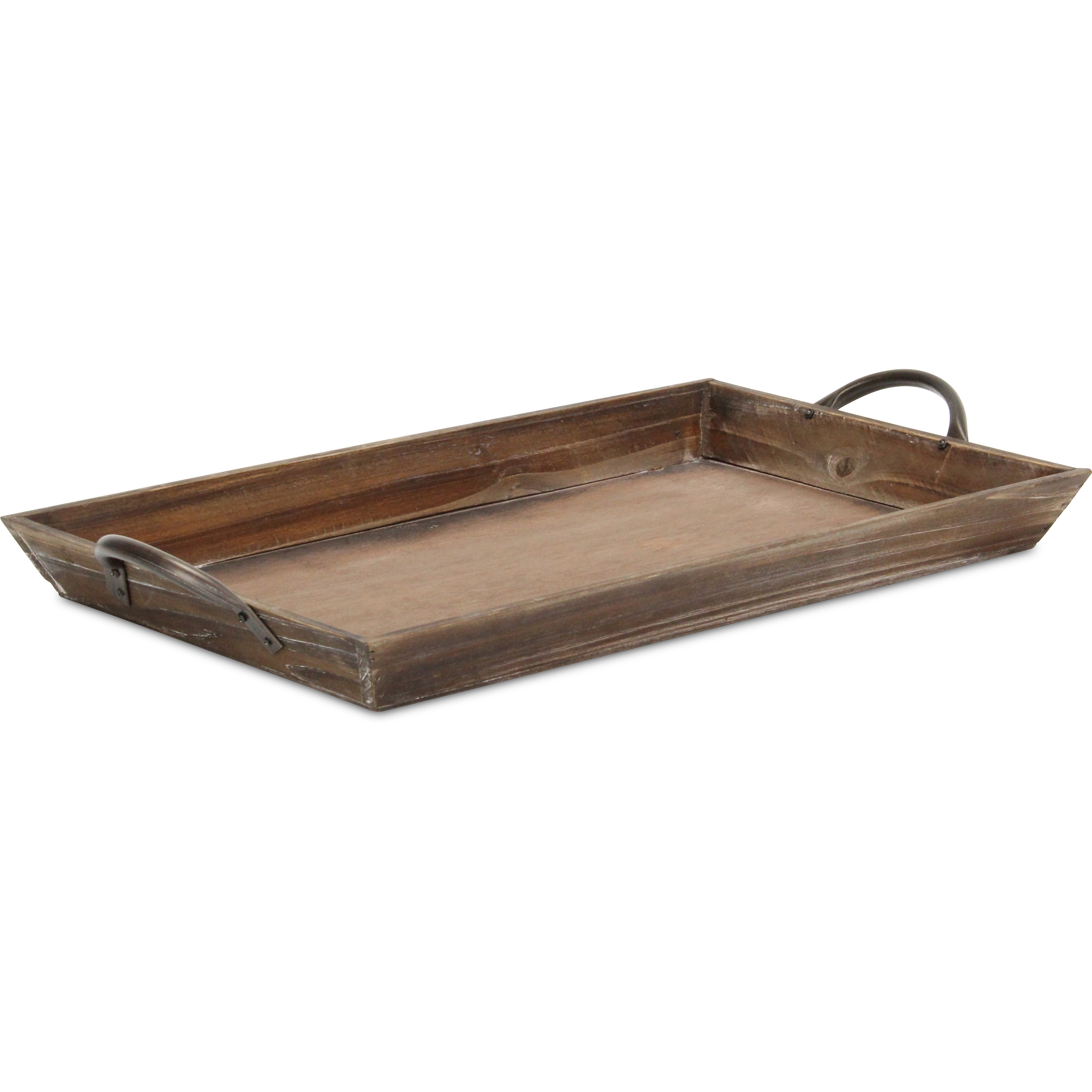 Magnolia Tapered Wood Tray & Metal Handles