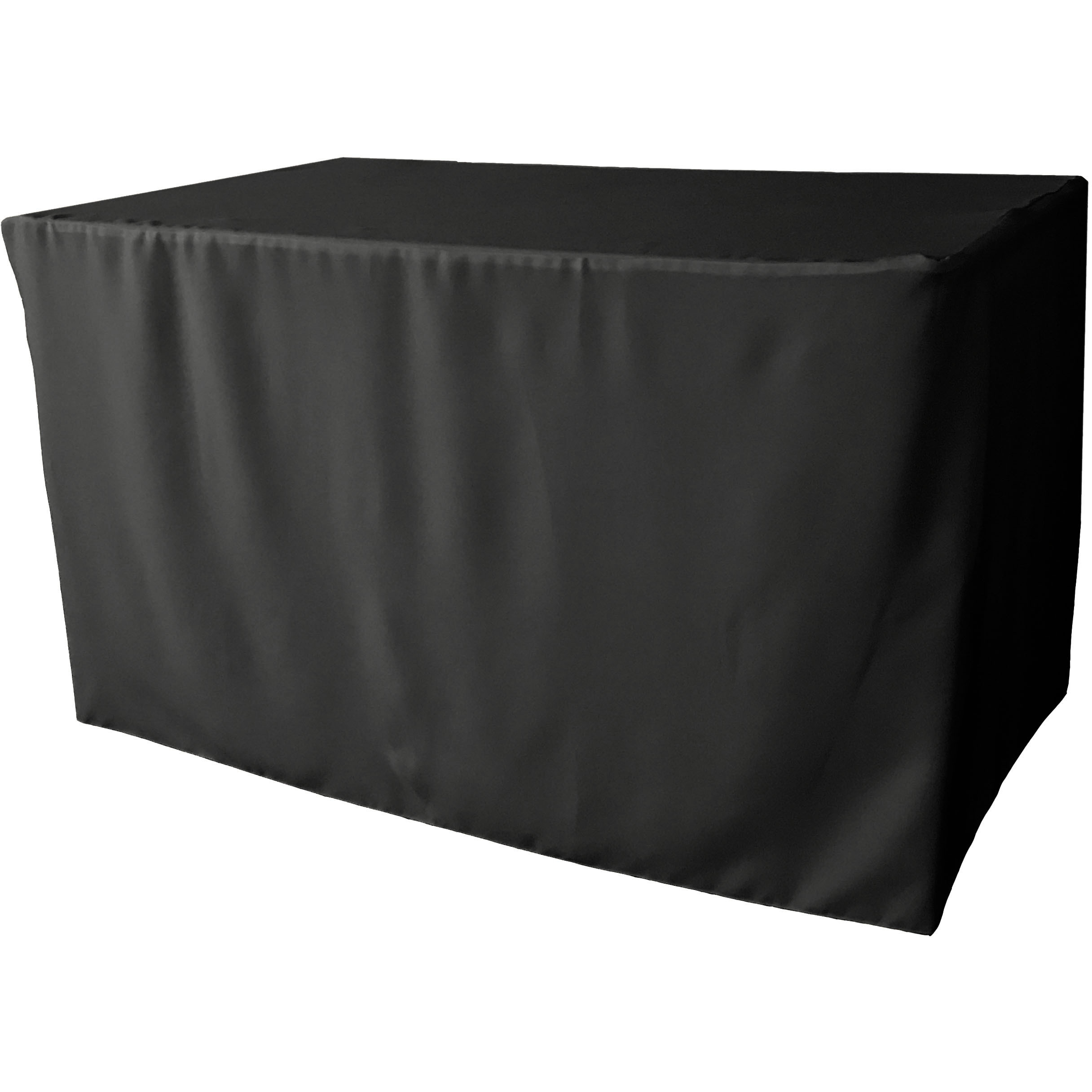 LA Linen Polyester Poplin Fitted tablecloth 48&quotL x 24&quotW x 30&quotH, Black