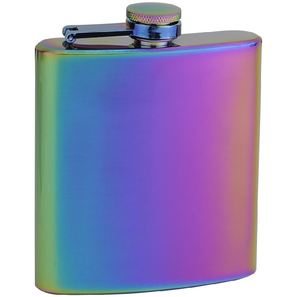 6oz Rainbow Colored Hip Flask