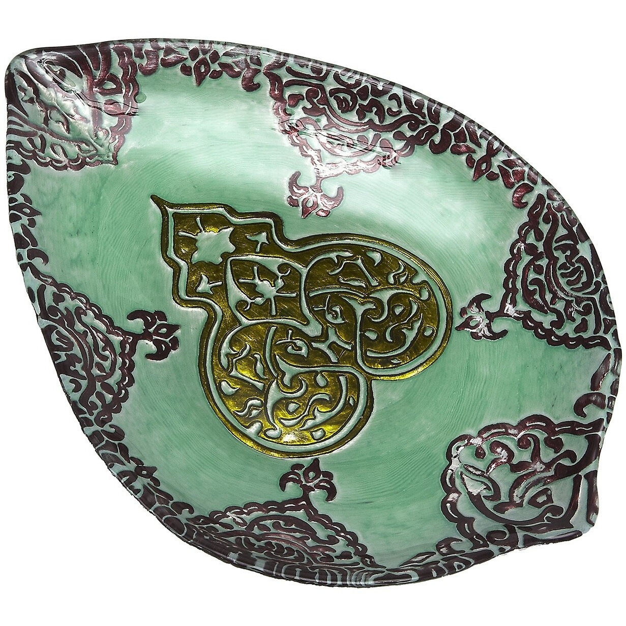 Red Pomegranate 471-5 casa Blanca 15 in celadon  green & Red Plate