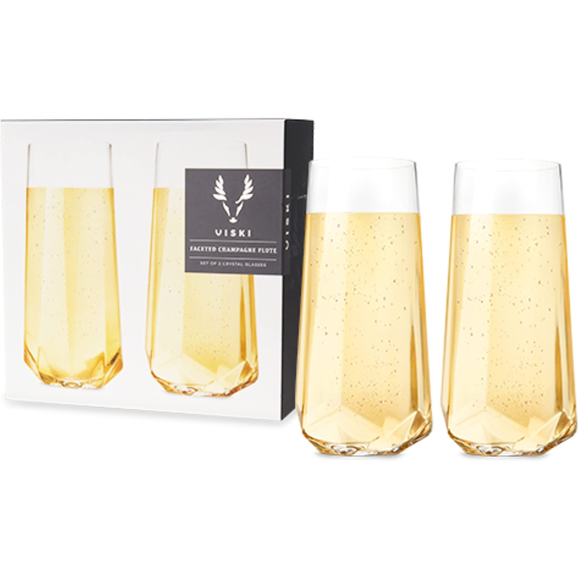 Faceted Crystal Stemless Champagne Flutes by Viski