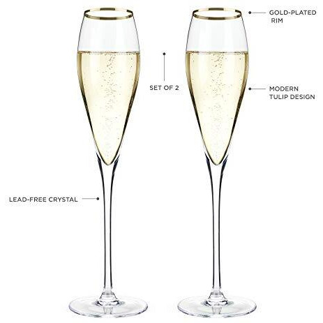 Gold-Rimmed Crystal Champagne Flutes by Viski