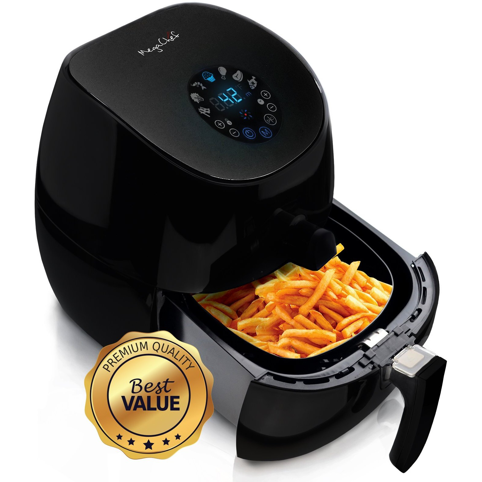 MegaChef 3.5 Quart Airfryer And Multicooker With 7 Pre-programmed Settings in Sleek Black