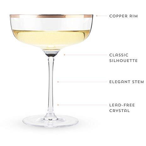 Copper Rim Crystal Coupe Set by Twine