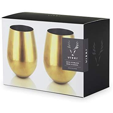 Gold Stemless Wine Glasses by Viski